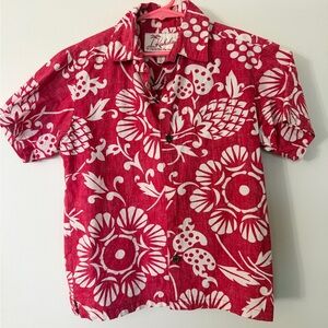 Kahala Red and White Floral Short Sleeve Shirt